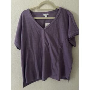 Pure Jill Seamed Slub Top Purple Size XLP